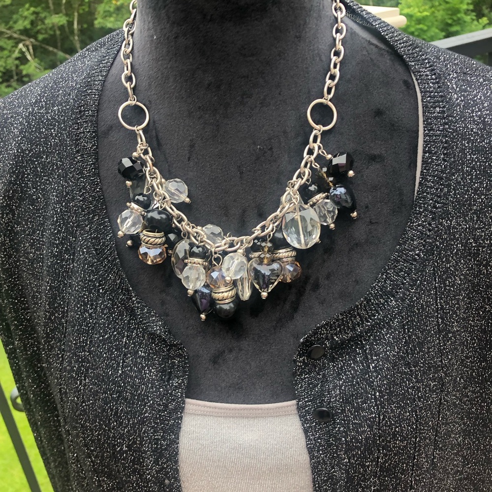 Elegant Silver and Black Statement Necklace